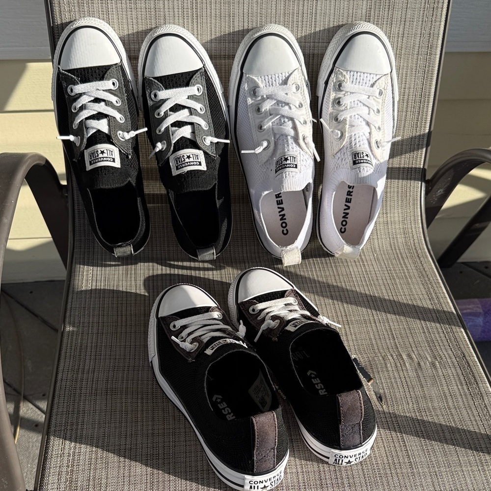 Bundle of 3 pair Converse Chuck Taylor Classic Black and White Low-Tops